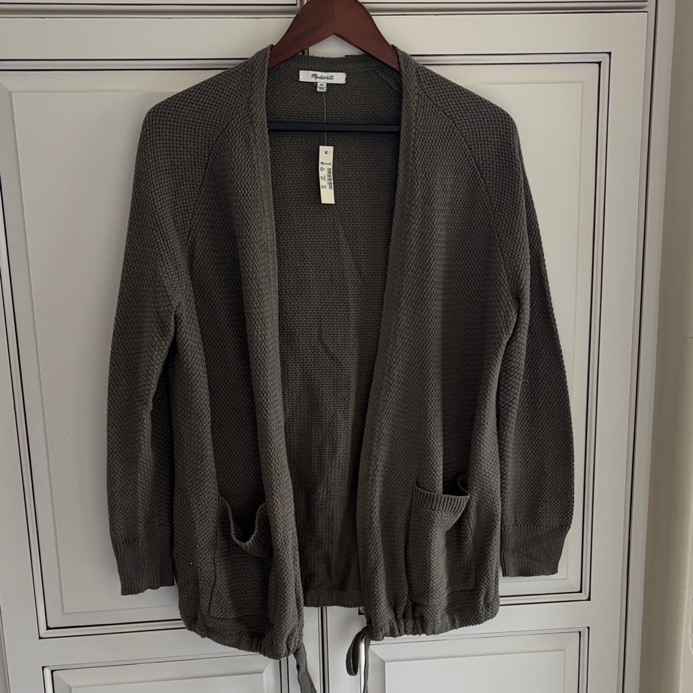 Madewell Chunky Knit Oversized Cardigan Tie‎ Sweater Olive Green Women’s Size XS